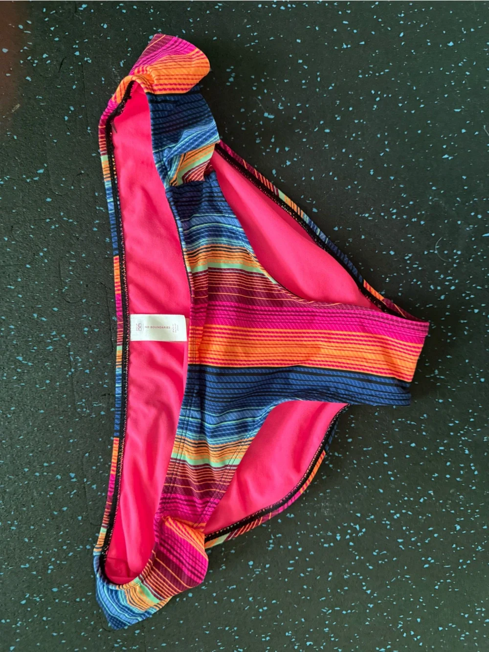 NOBO Girls' Pink and Multi-Color Striped Swim Bottoms